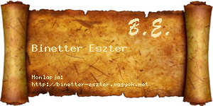 Binetter Eszter névjegykártya